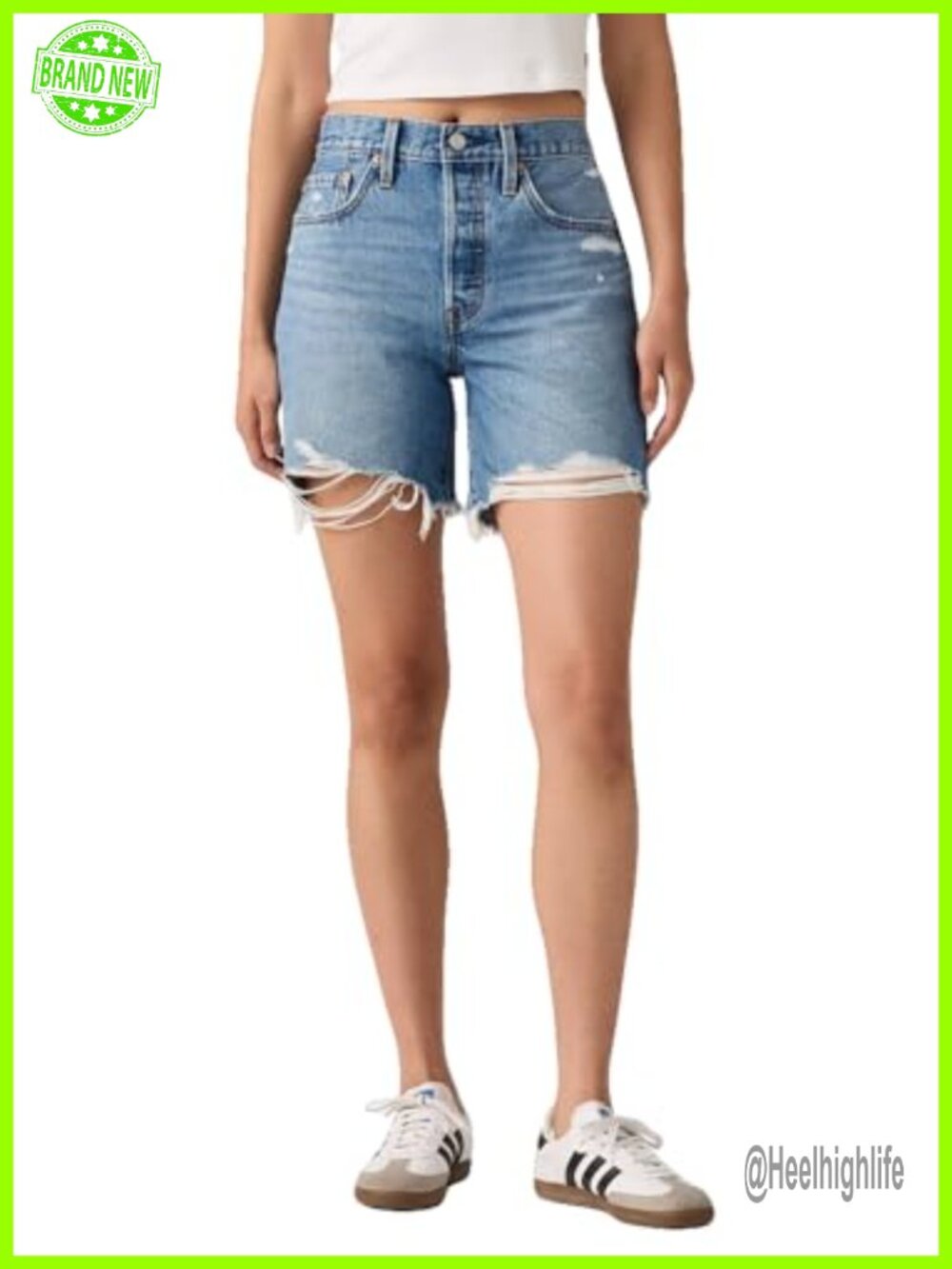 Levi's 501 Mid-Thigh Cut-Off Jean Shorts High Rise Regular Fit